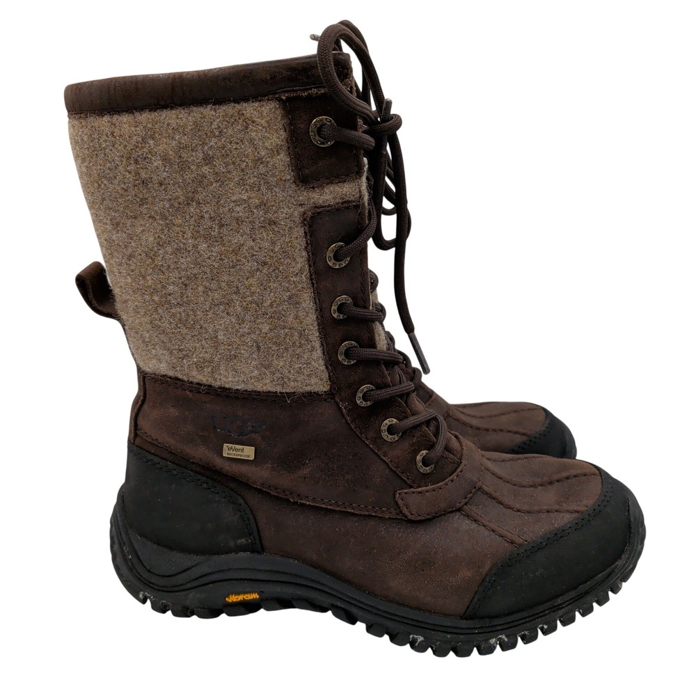 UGG Adirondack II‎ Waterproof Winter Boots Brown Leather Wool Women 8 1008465